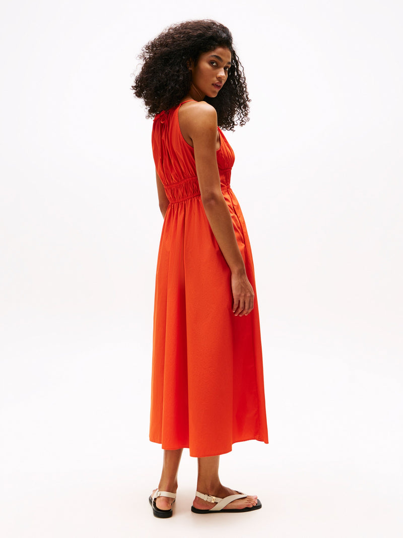 Full Sleeve Solid Poplin Fit & Flare Dress