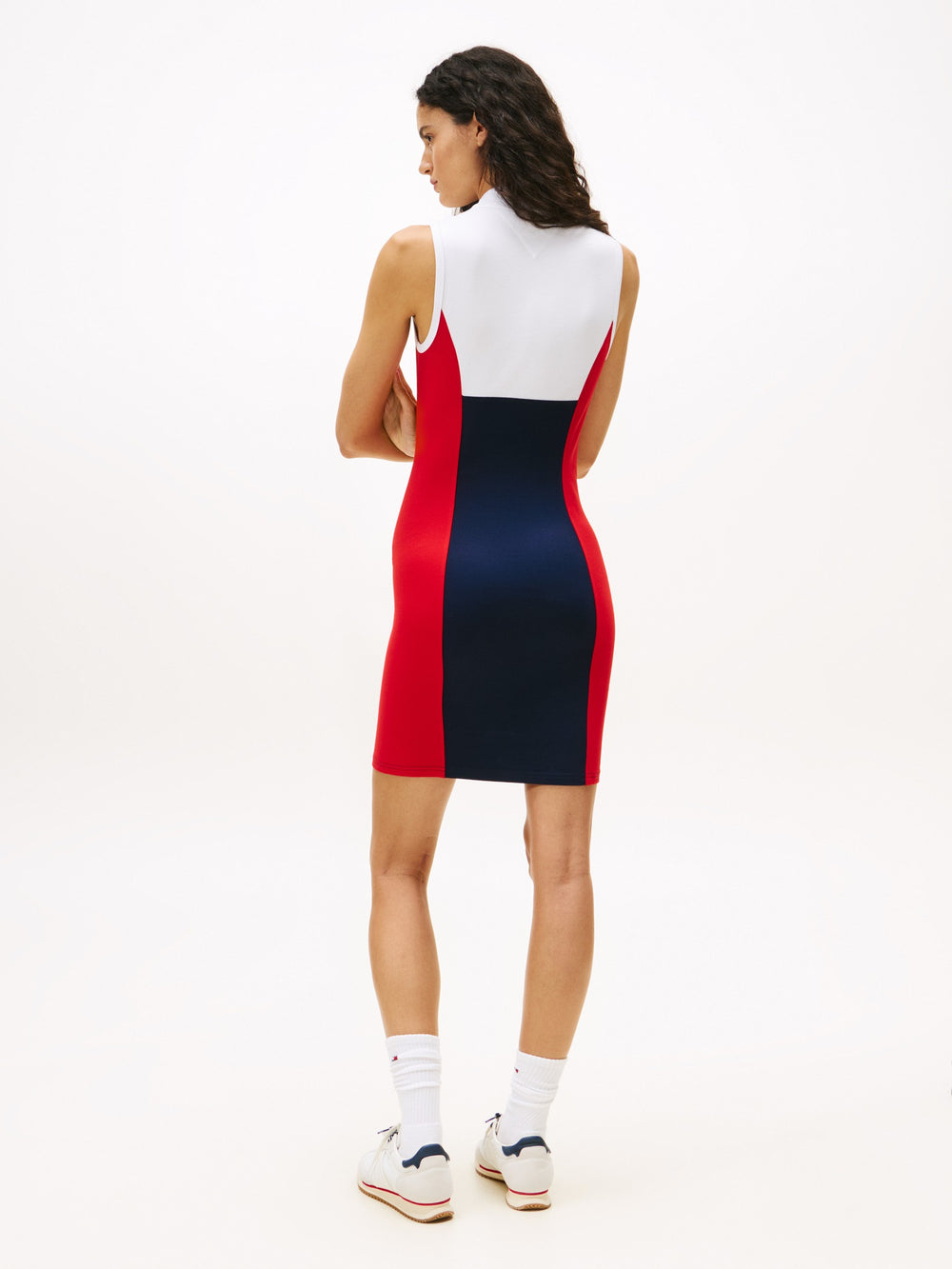 Sleeveless Color Block Viscose Bodycon Dress