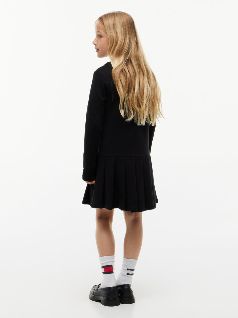 Kids Long-Sleeve Solid Knit Skater Dress