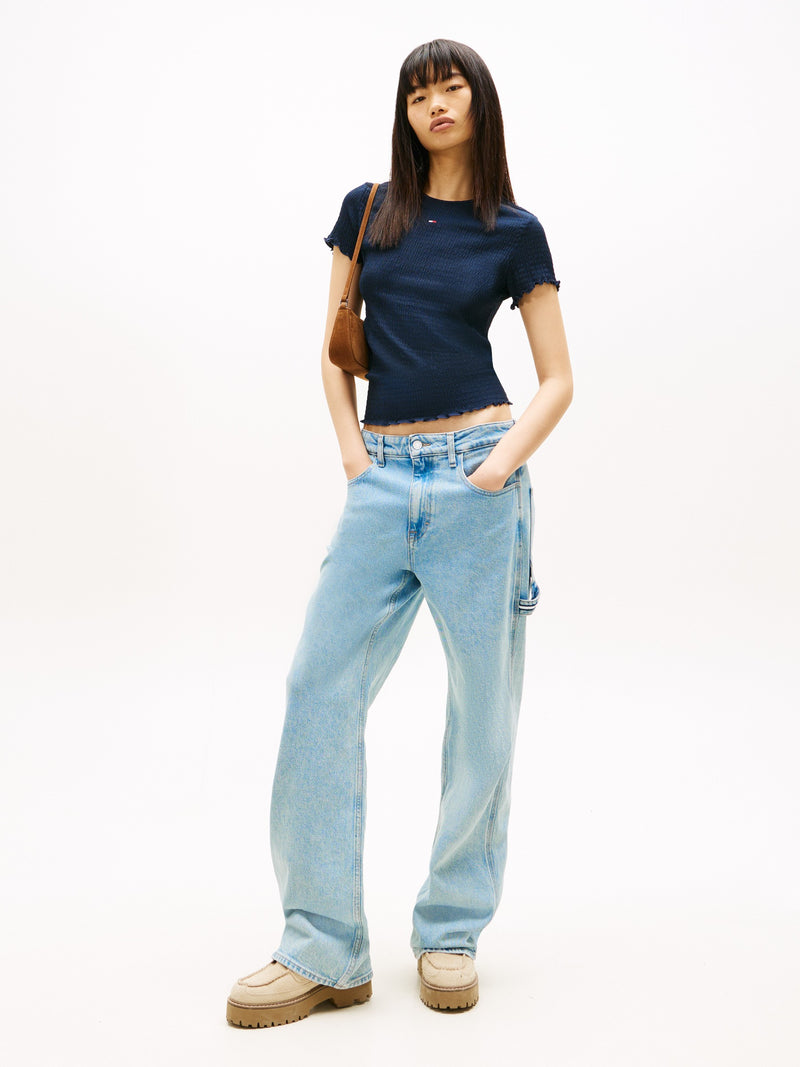 Solid Slim Fit Half Sleeve Seersucker T-Shirt