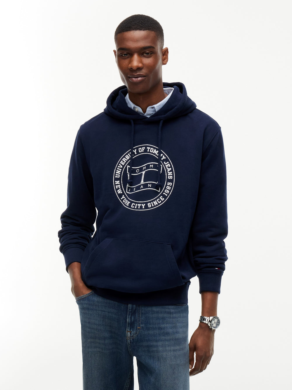 Regular Fit Diagonal Terry Hooded Sweatshirt