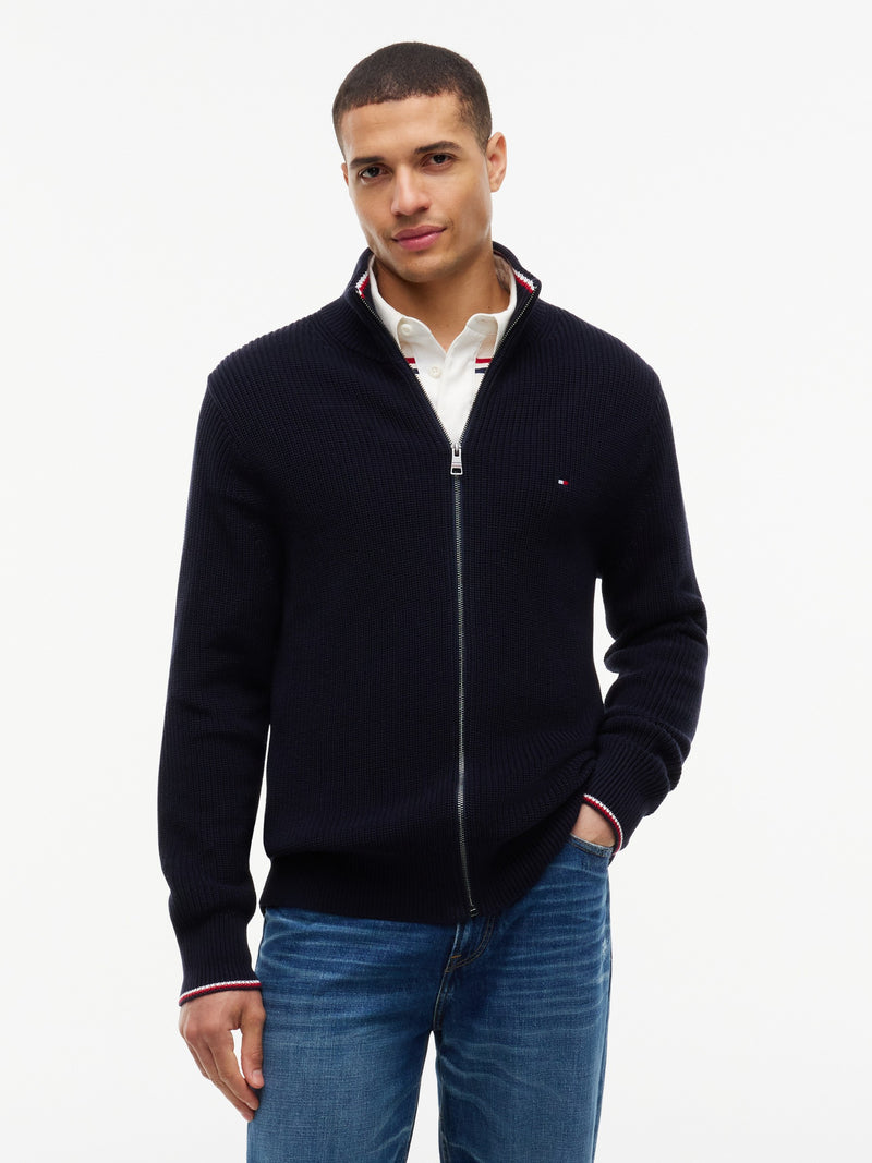 Zip Thru Cable Knit Sweater