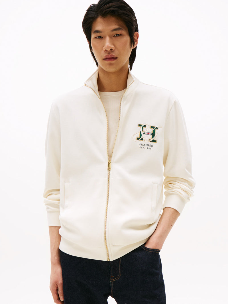 Regular Fit Zip Thru Interlock Sweater