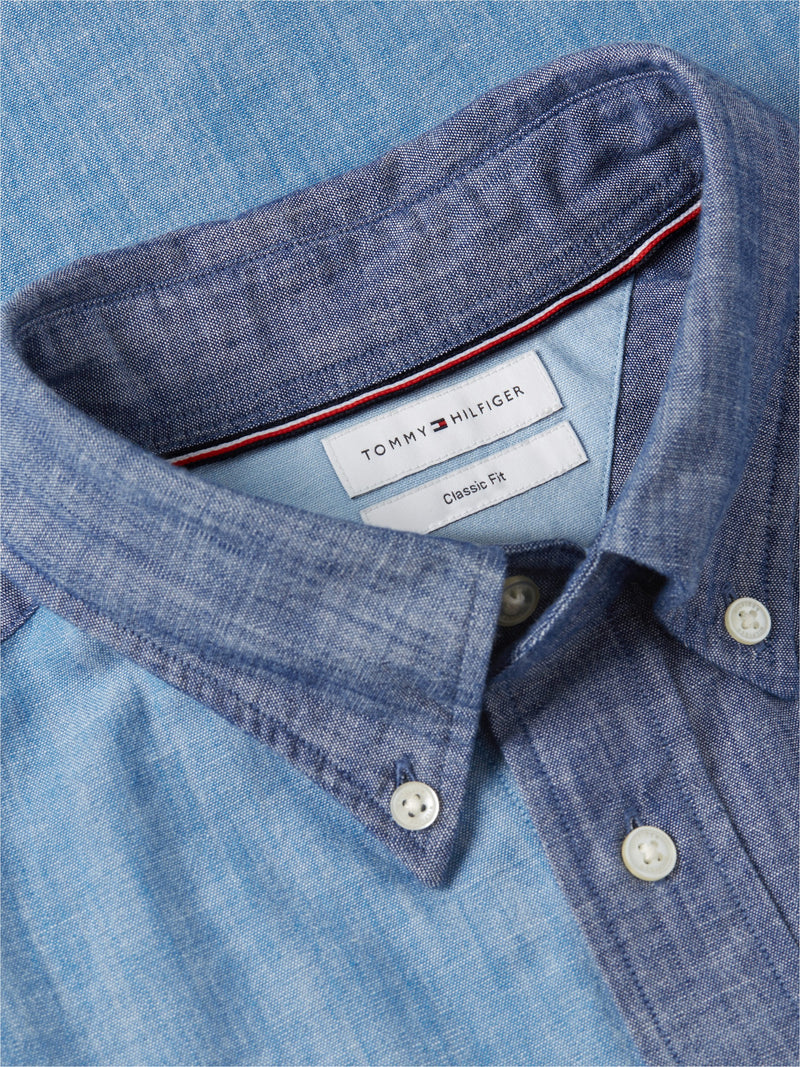 Relaxed Fit Solid Denim Shirt