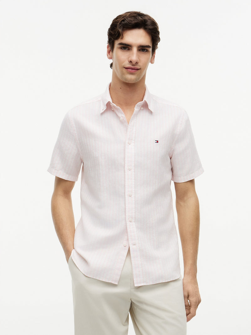 Regular Fit Stripe Ctn Linen Shirt