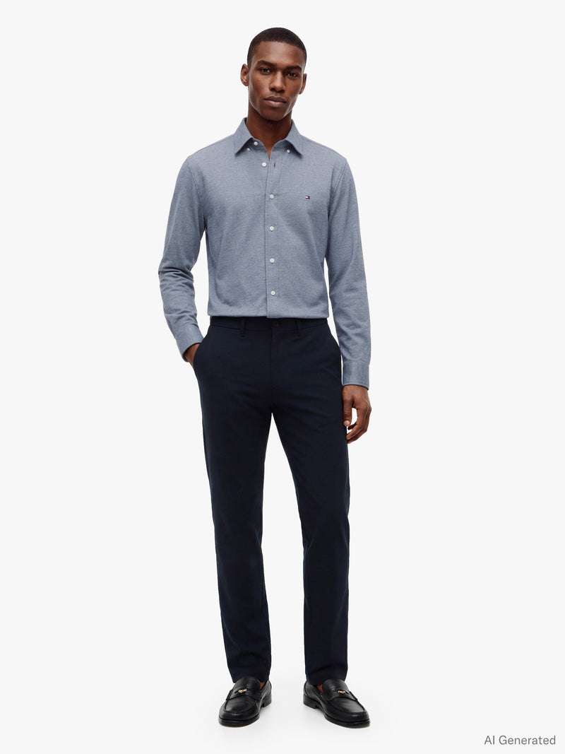 Men Denton Slim Straight Fit Knit Tech Trouser