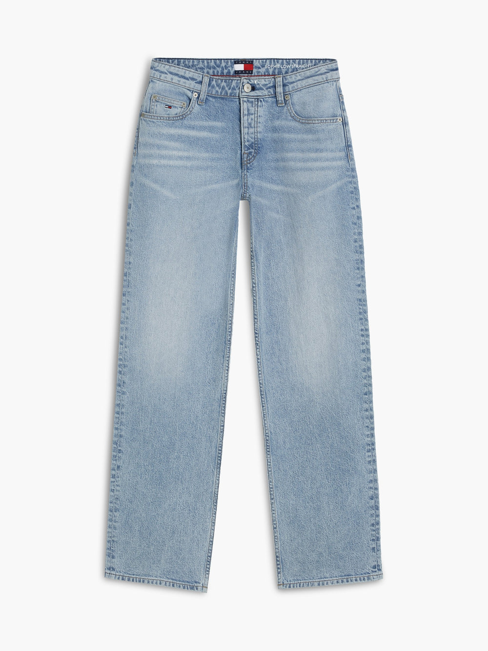 Low Rise Light Wash Stretch Straight Jeans