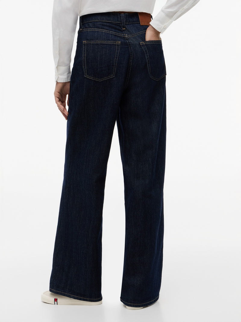 Women High Rise Dark Wash Wide Jeans
