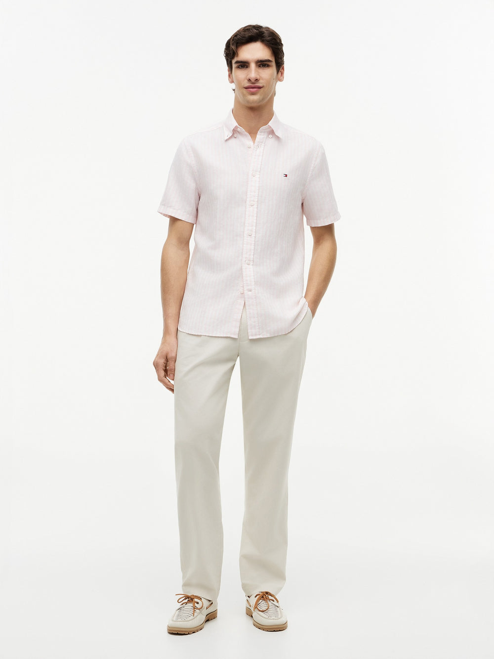 Regular Fit Stripe Ctn Linen Shirt