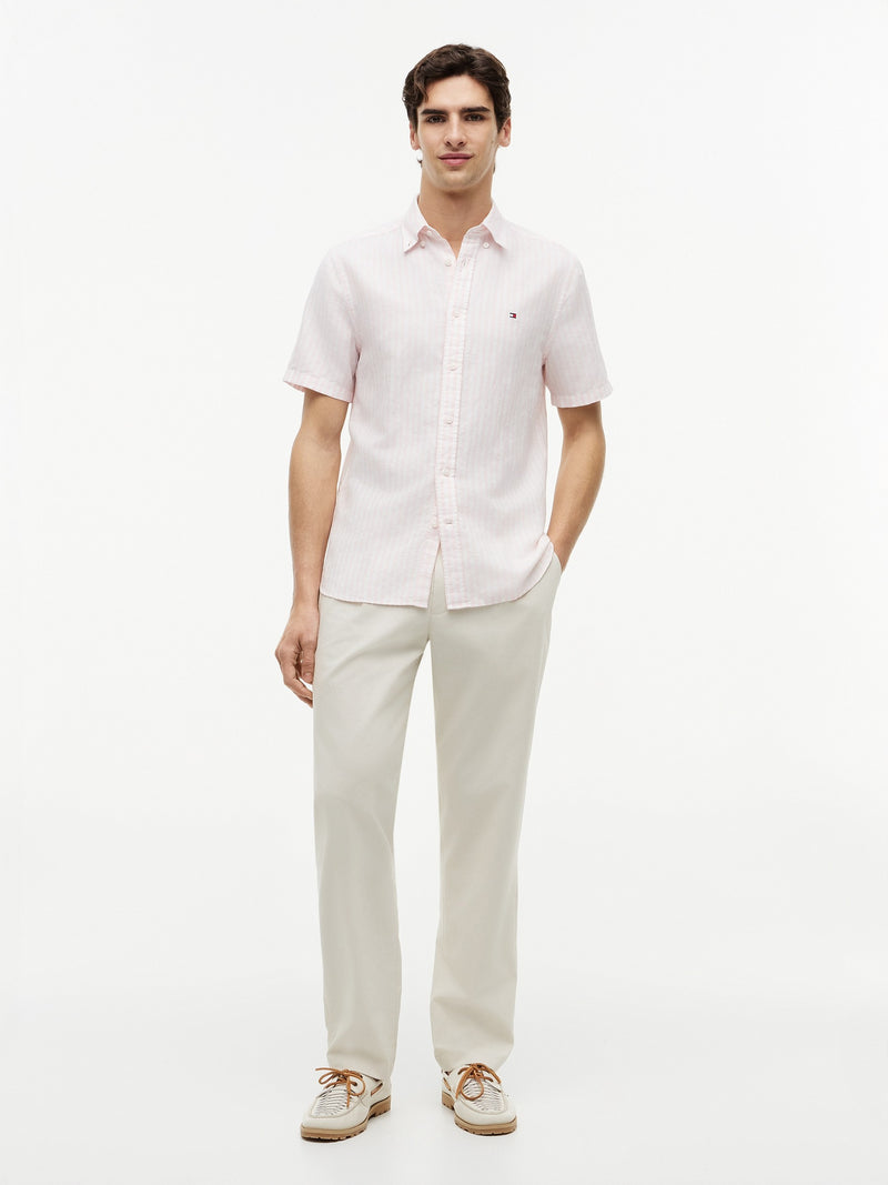Regular Fit Stripe Ctn Linen Shirt