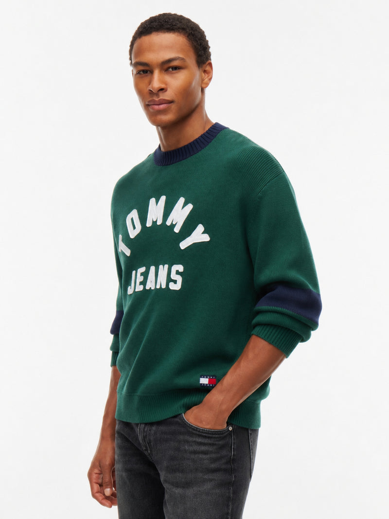 Regular Fit Embroidery Loose Knit Pullover