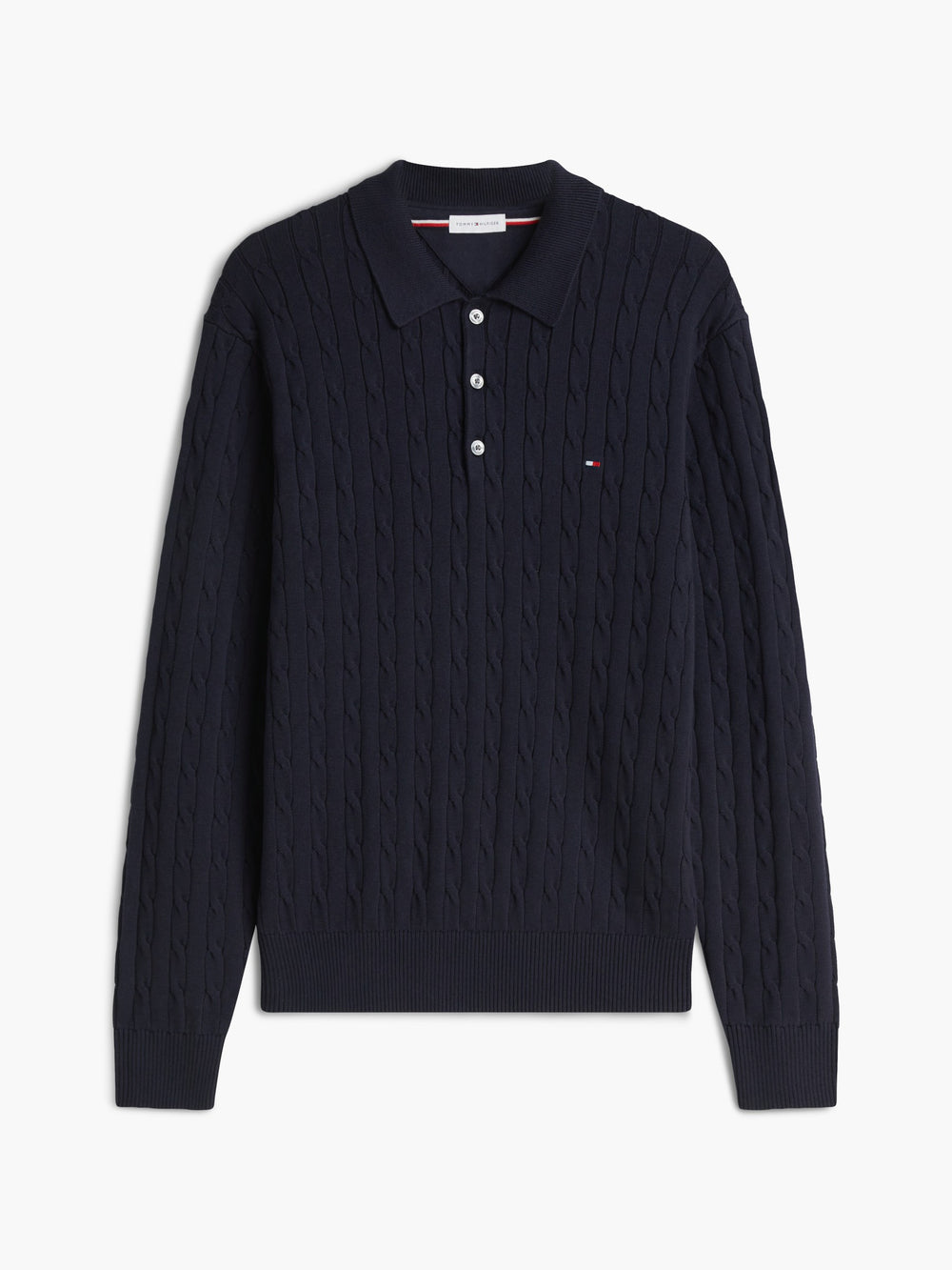 Cable Knit Button Placket Sweater