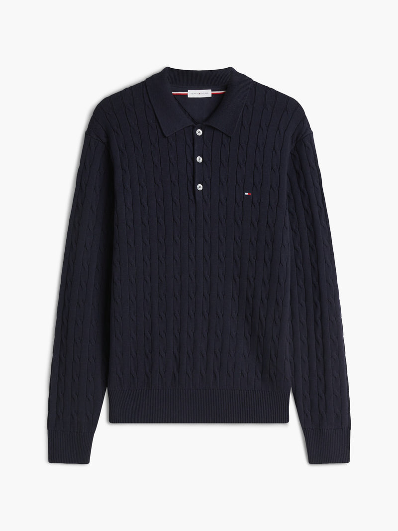 Cable Knit Button Placket Sweater