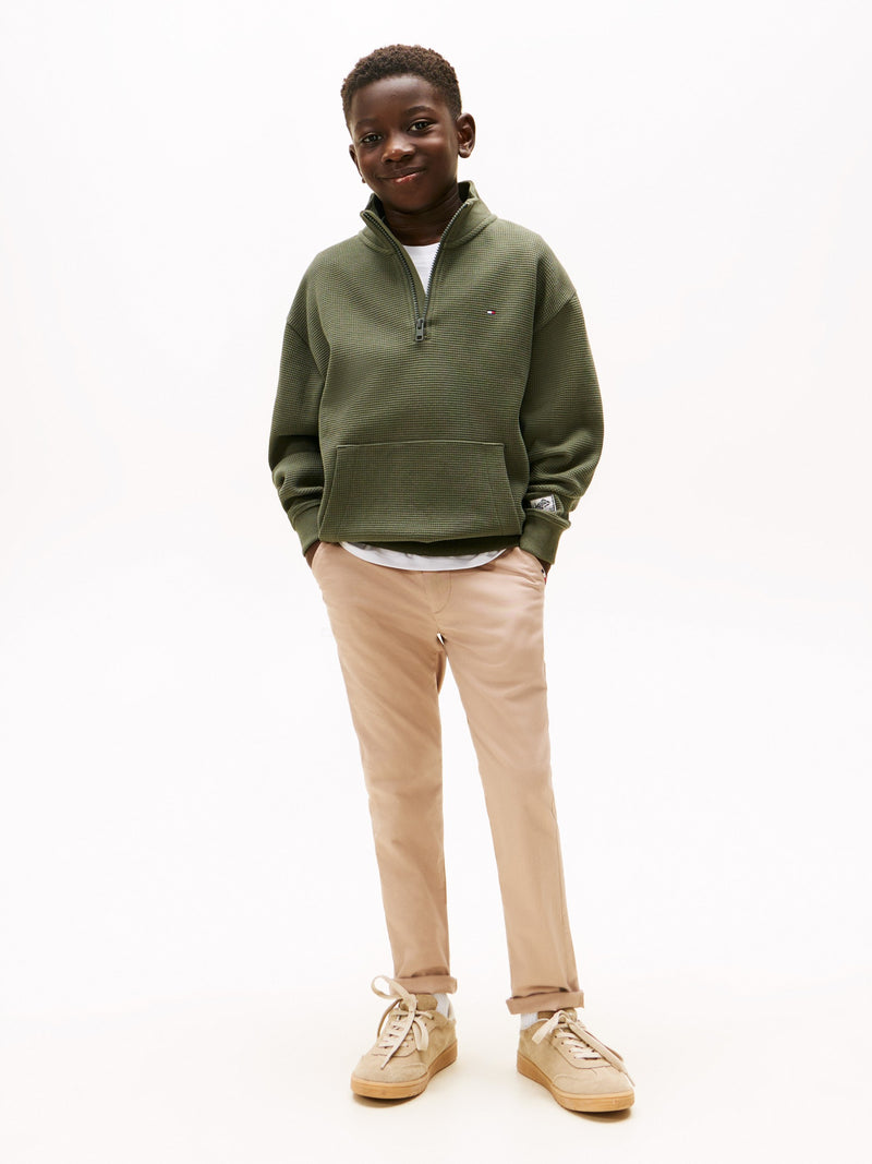 Kids Waffle Quarter-Zip Sweatshirt