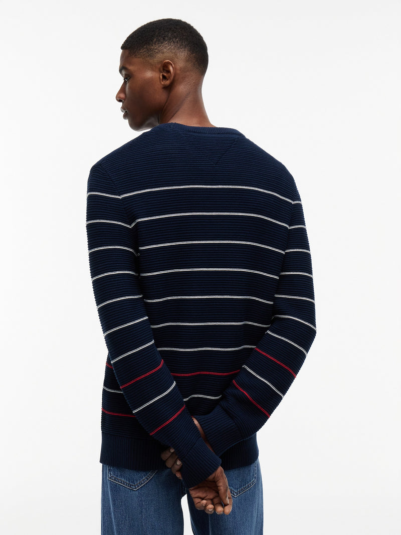 Slim Fit Stripe Loose Knit Pullover