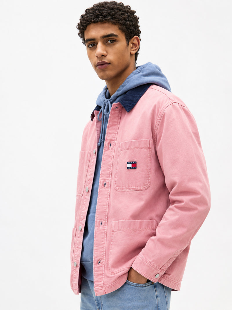 Oversized Fit Solid Overshirt Shirt