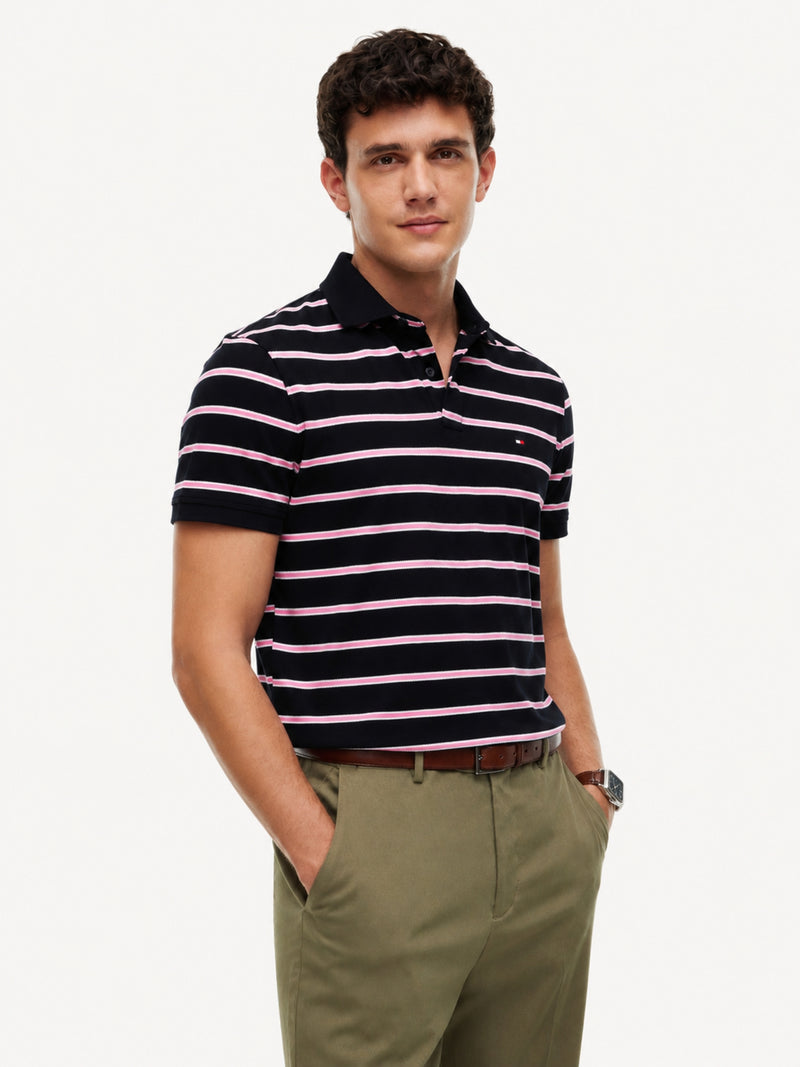 Regular Fit Striped Pique Polo