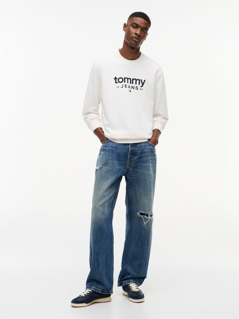 Regular Fit Suede Terry Crew Neck Sweatshirt
