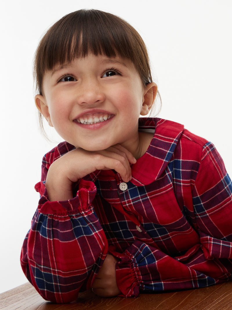 Kids Long-Sleeve Check Shirt Dress