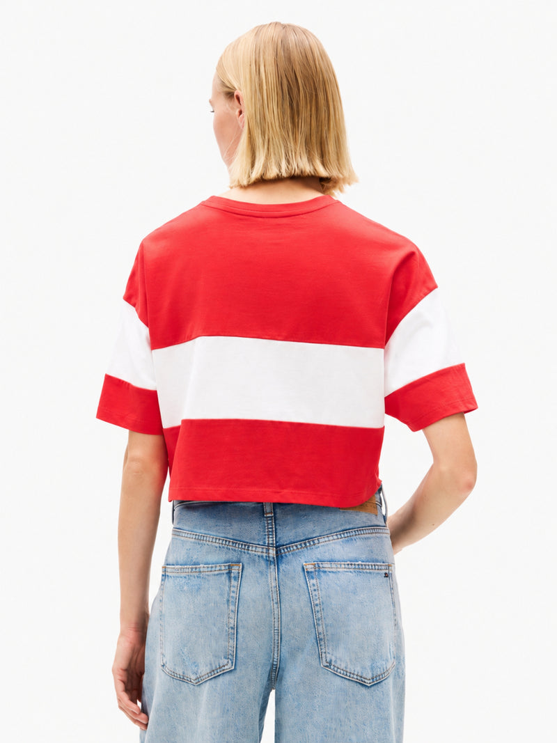 Striped Cropped Fit Half Sleeve Cotton Jersey T-Shirt