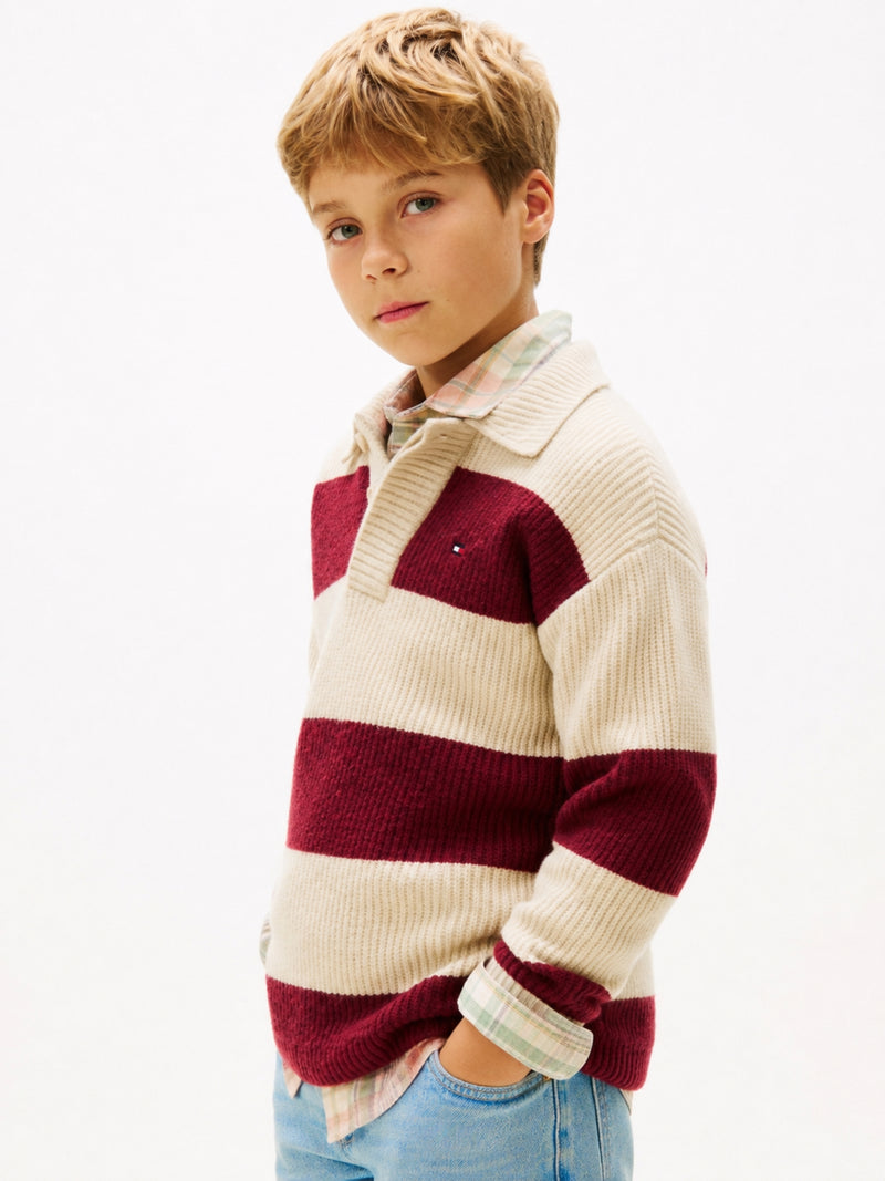 Kids Stripe Quarter Zip Sweater