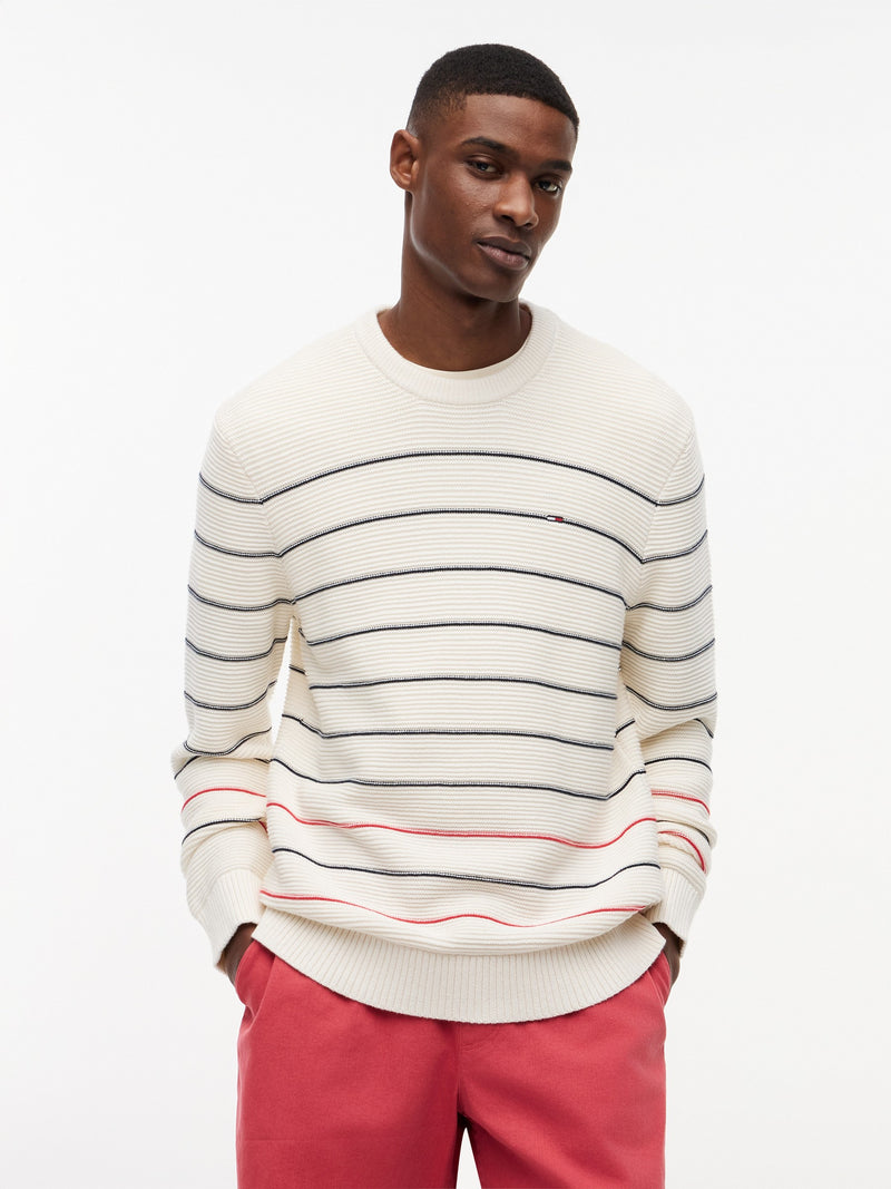 Slim Fit Stripe Loose Knit Pullover