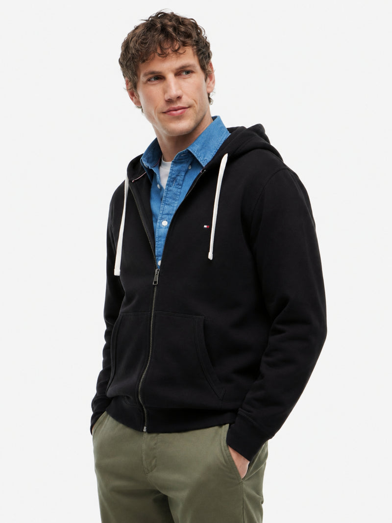 Zip Thru Solid Fleece Hoodie