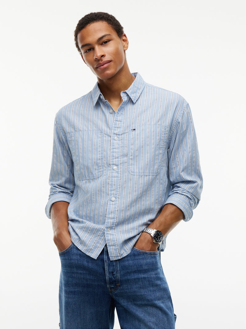 Boxy Fit Stripe Textured Shirt