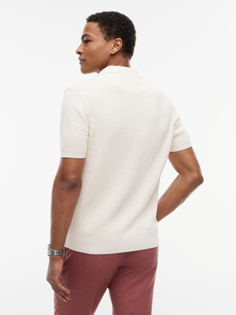 Regular Fit Flat Knit Zipper Polo