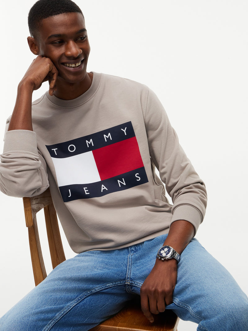 Regular Fit Diagonal Terry Crew Neck Sweatshirt