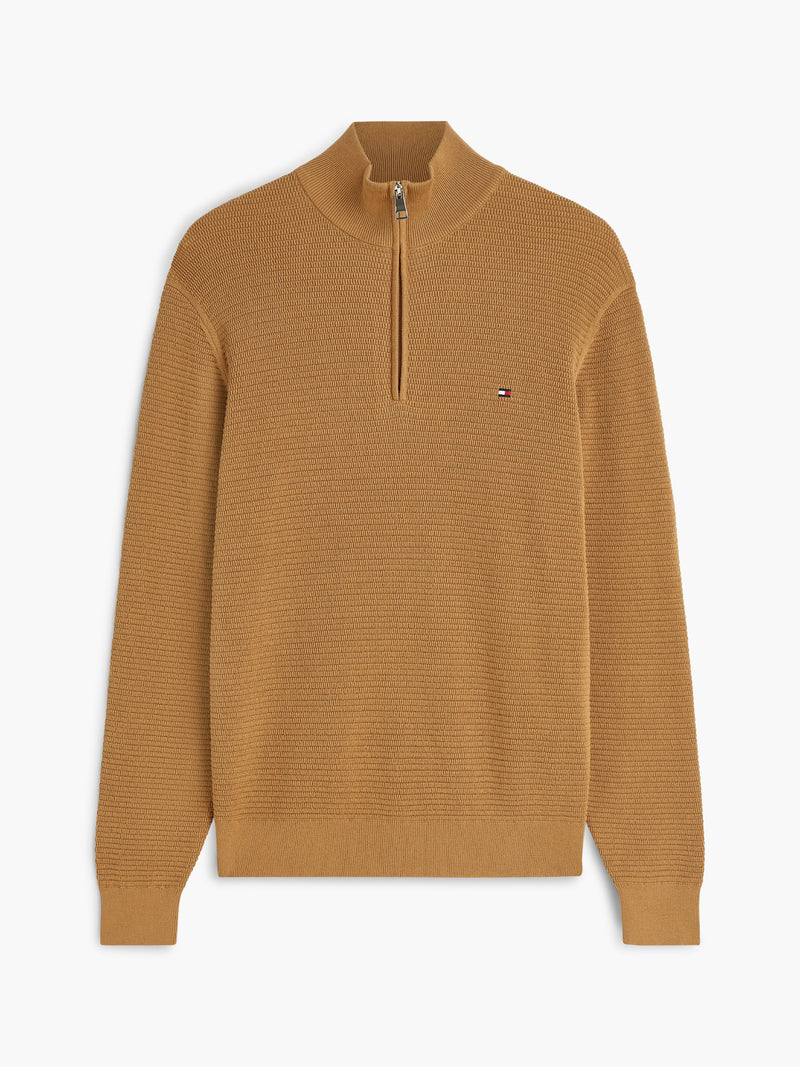 1/4 Zip Textured Solid Sweater