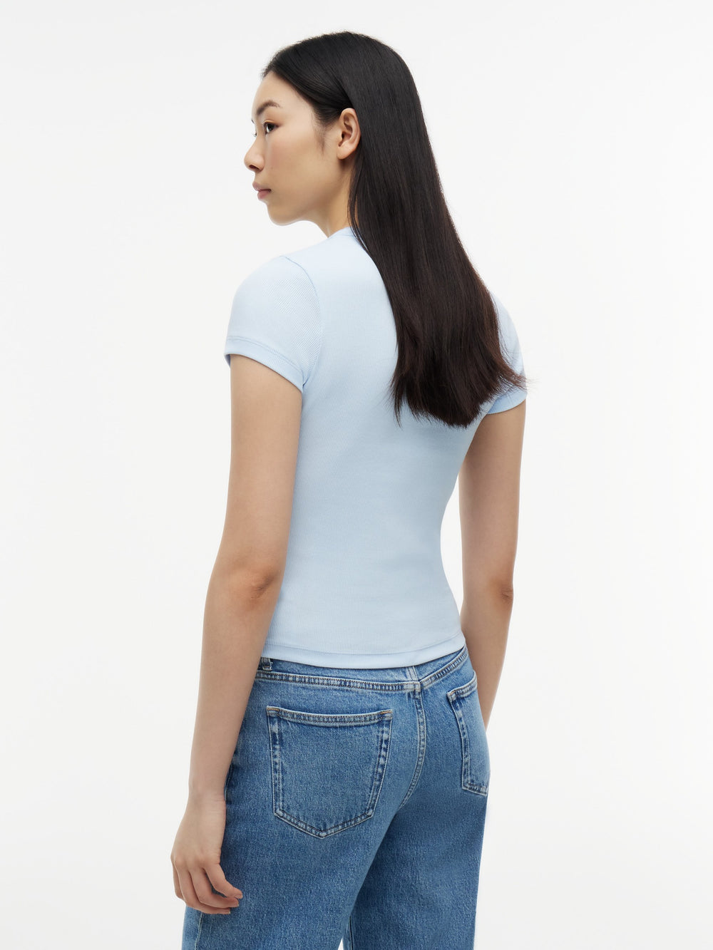 Solid Slim Fit Half Sleeve Ribbed T-Shirt