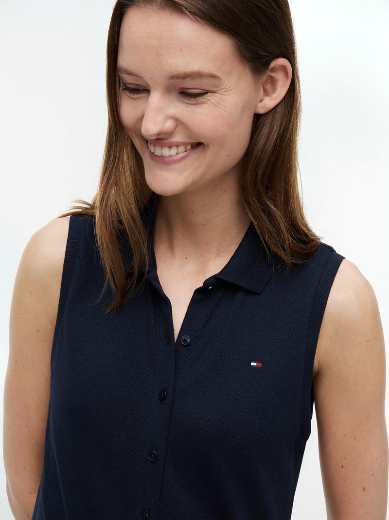 Full Sleeve Solid Viscose Blend Bodycon Polo Dress