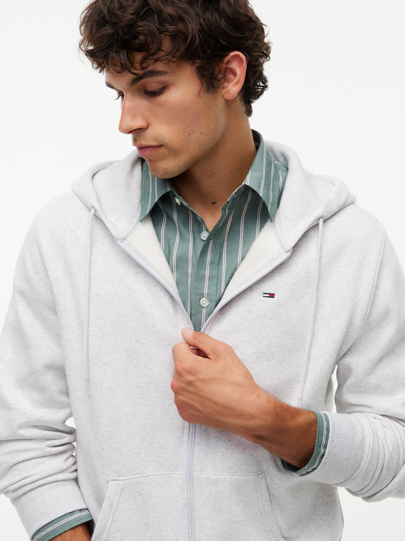 Regular Fit Brushed Fleece Hooded Zip Thru Sweatshirt