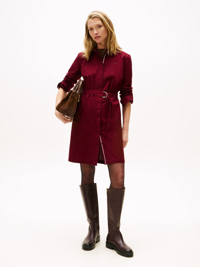 Full Sleeve Solid Cotton Blend Shirt Dress