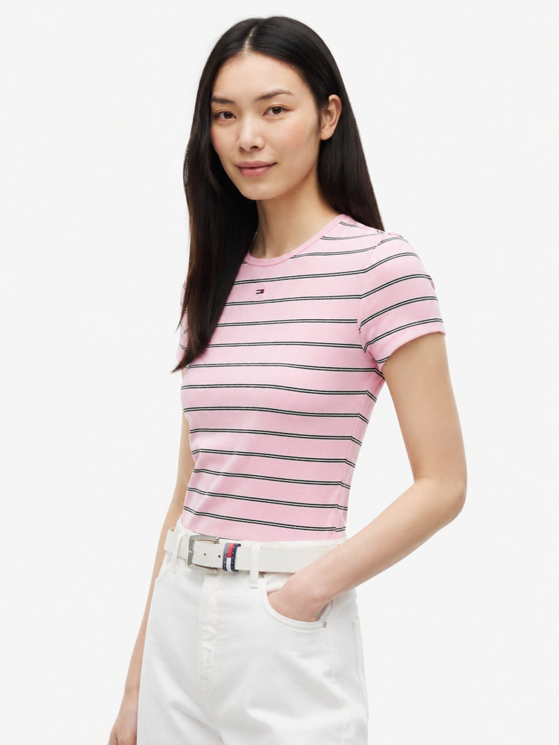 Stripe Slim Fit Half Sleeve Ribbed T-Shirt