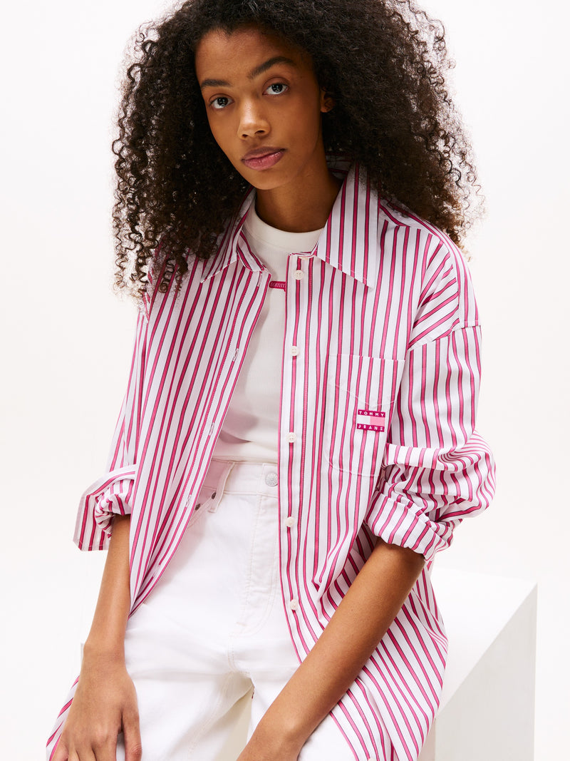 Full Sleeve Stripe Poplin Shift Dress