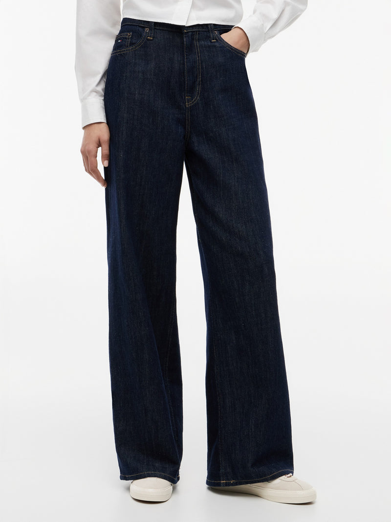 Women High Rise Dark Wash Wide Jeans