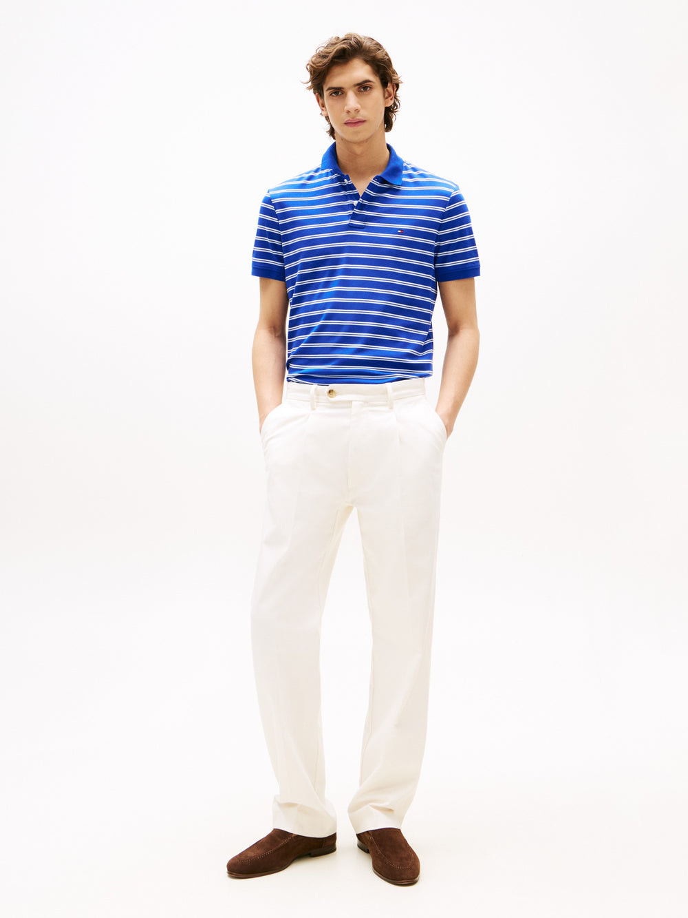 Regular Fit Striped Interlock Polo