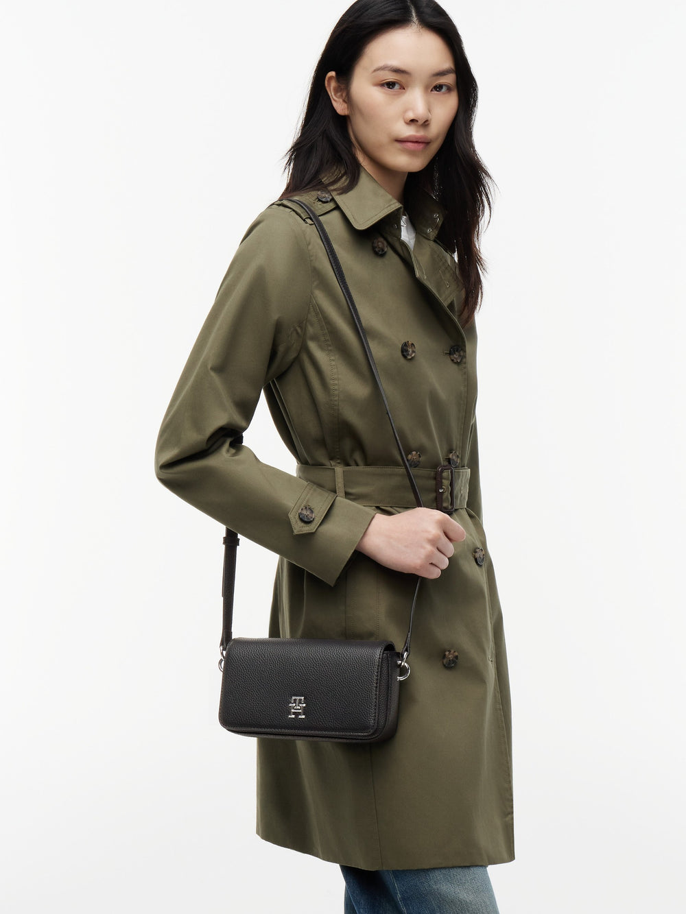 Solid Pu Crossbody Bag
