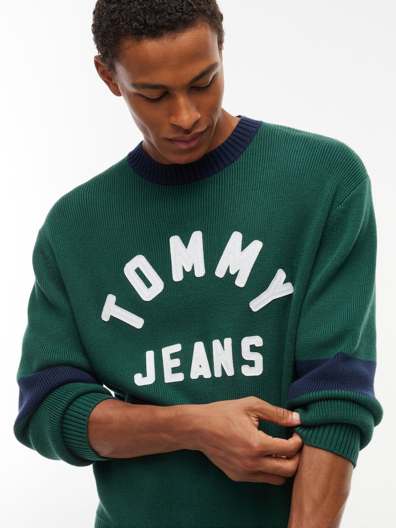 Regular Fit Embroidery Loose Knit Pullover