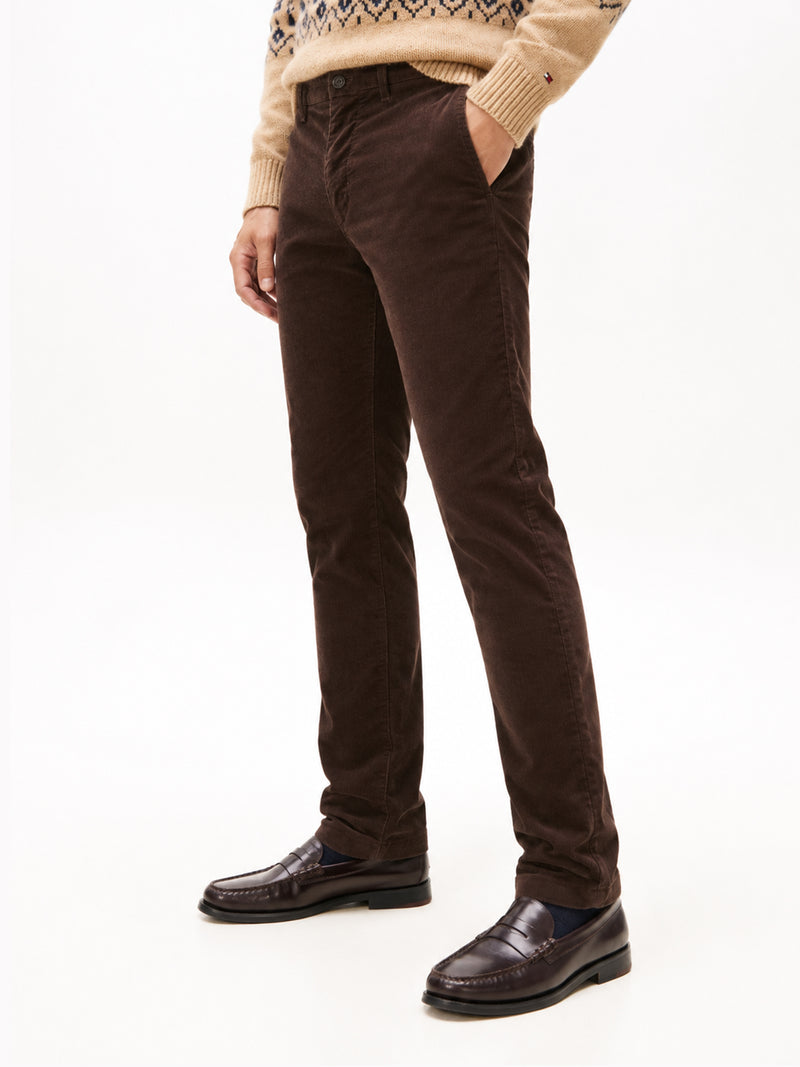 Men Slim Straight Fit Corduroy Trouser