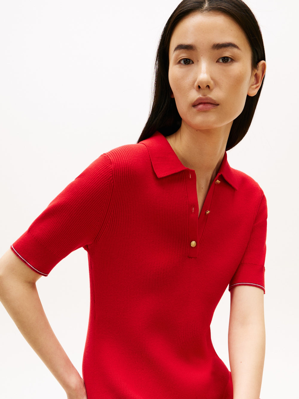 Three-Fourth Solid Cotton F and F Polo Dress