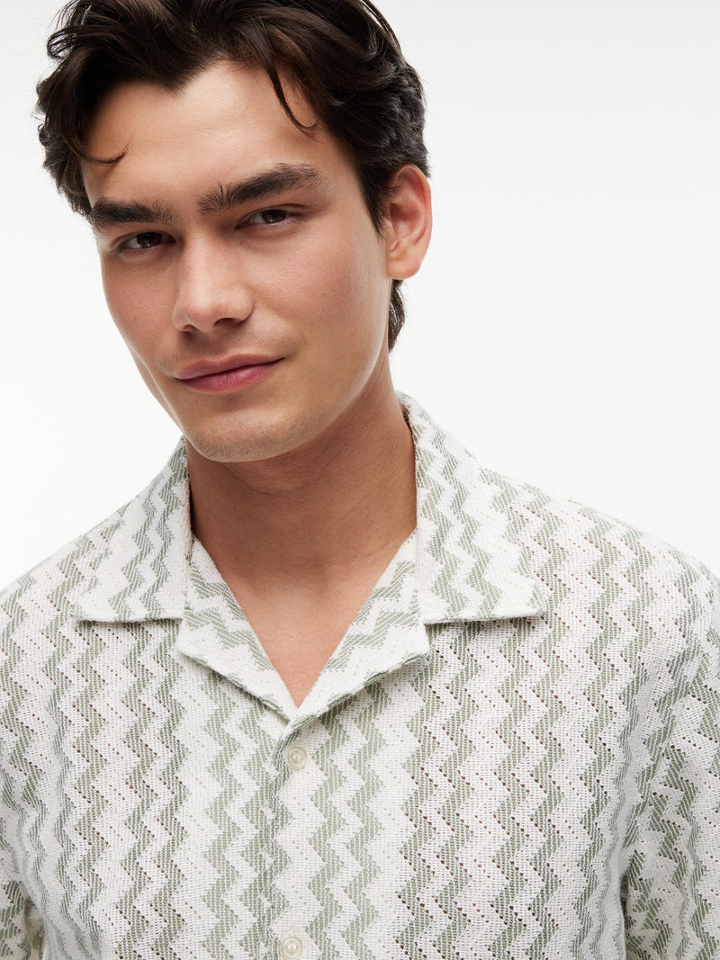 Regular Fit Stripe Crochet Shirt