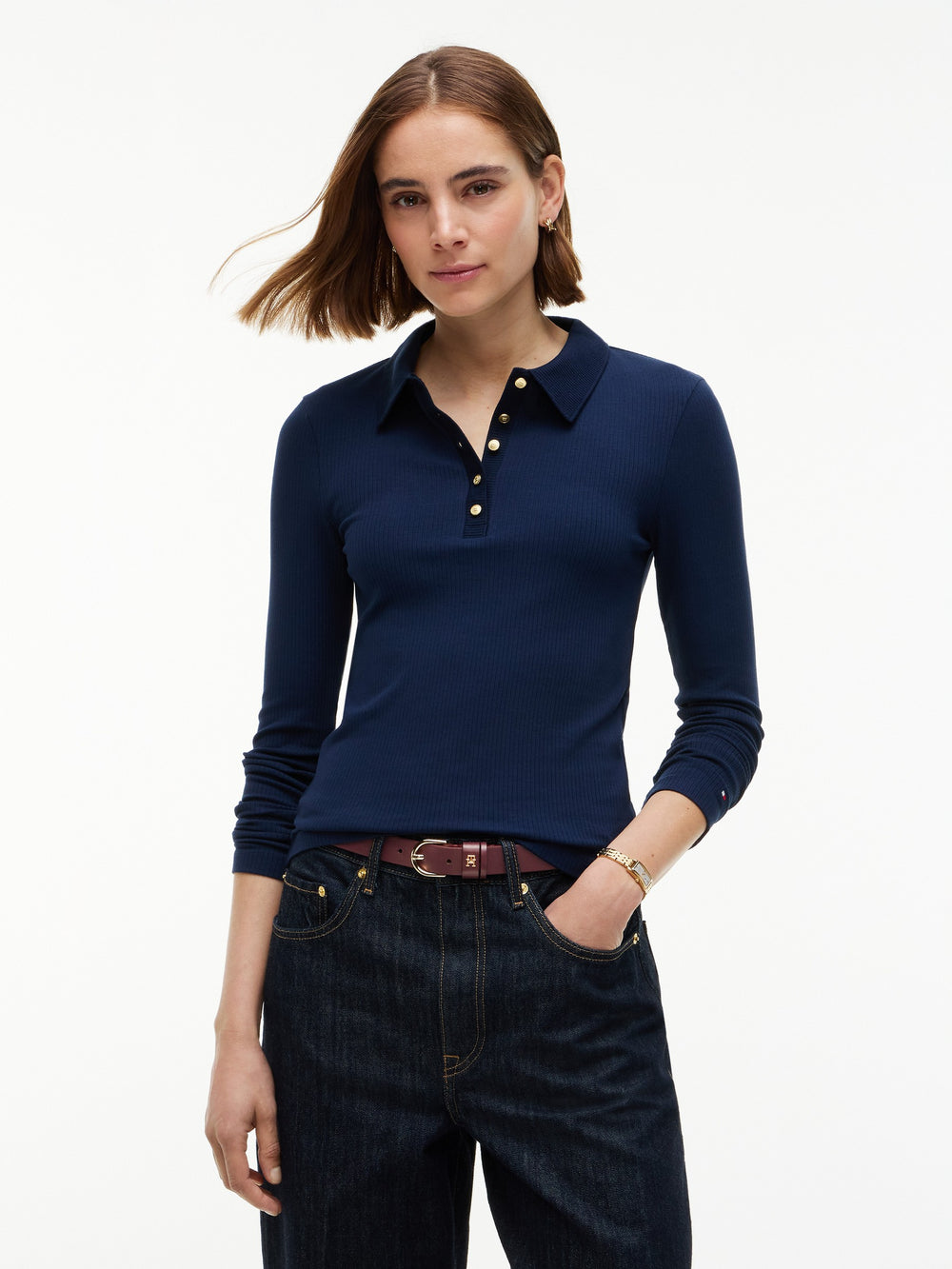 Solid Slim Fit Full Sleeve Ribbed Polo
