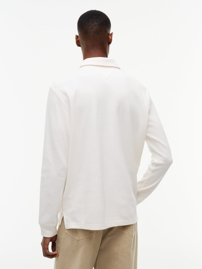 Long Sleeve Solid Textured Polo