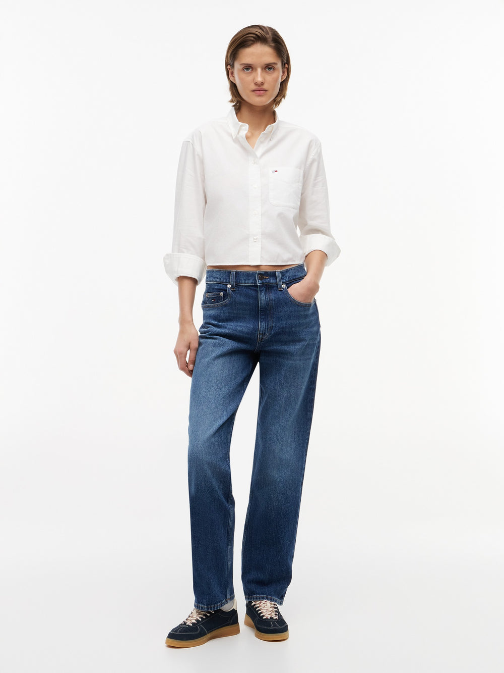 Women Mid Rise Mid Wash Stretch Slim Jeans