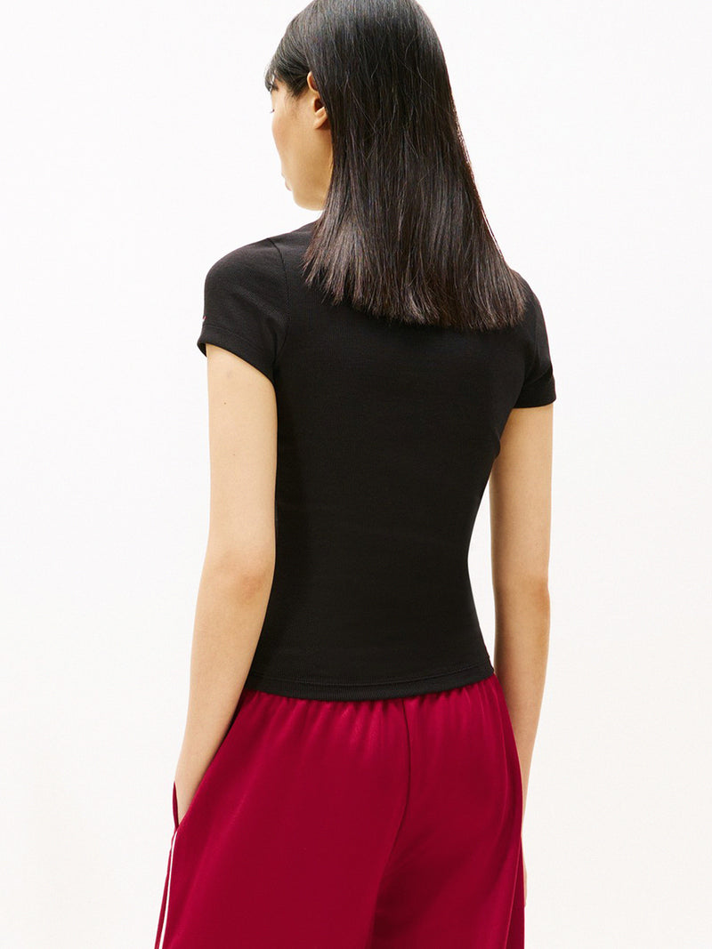 Solid Slim Fit Half Sleeve Ribbed T-Shirt