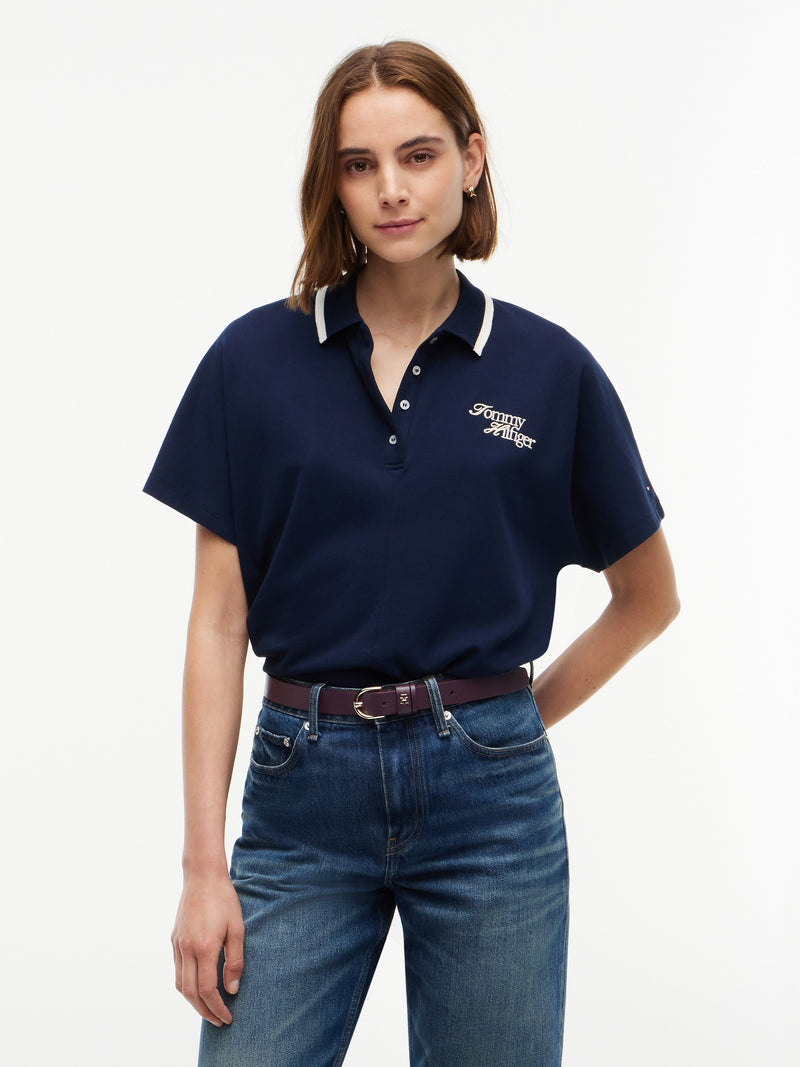 Solid Relaxed Fit Half Sleeve Pique Polo