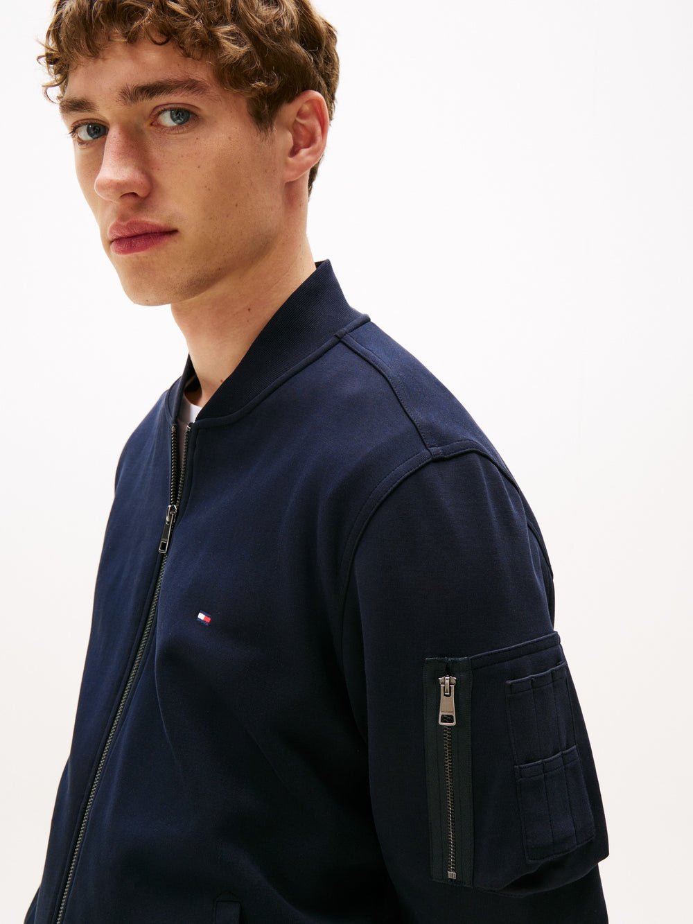 Regular Fit Zip Thru Interlock Sweater